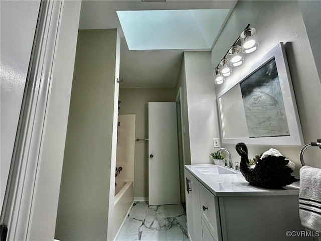 8512 Scottingham Ct, Chesterfield, VA 23236 - bathroom with marble look tile flooring, vanity, and shower / bathtub combination