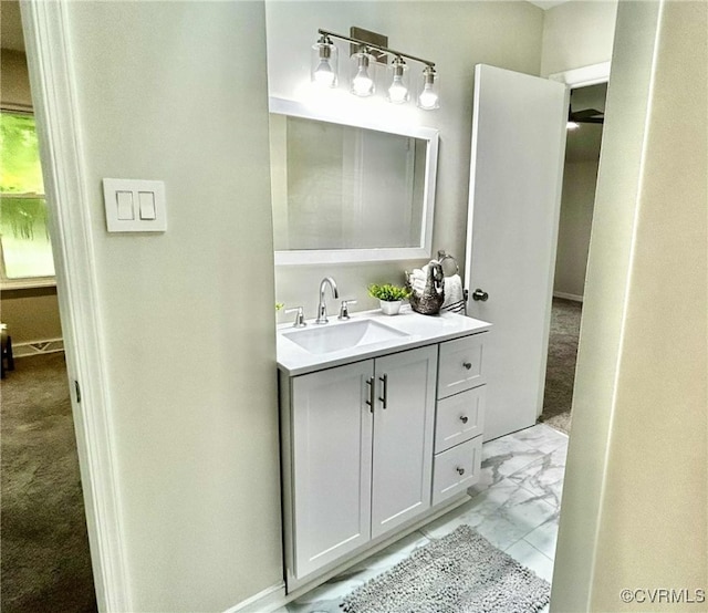 8512 Scottingham Ct, Chesterfield, VA 23236 - bathroom featuring vanity and marble look tile flooring