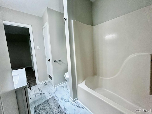 8512 Scottingham Ct, Chesterfield, VA 23236 - bathroom featuring marble finish floors, vanity, and washtub / shower combination