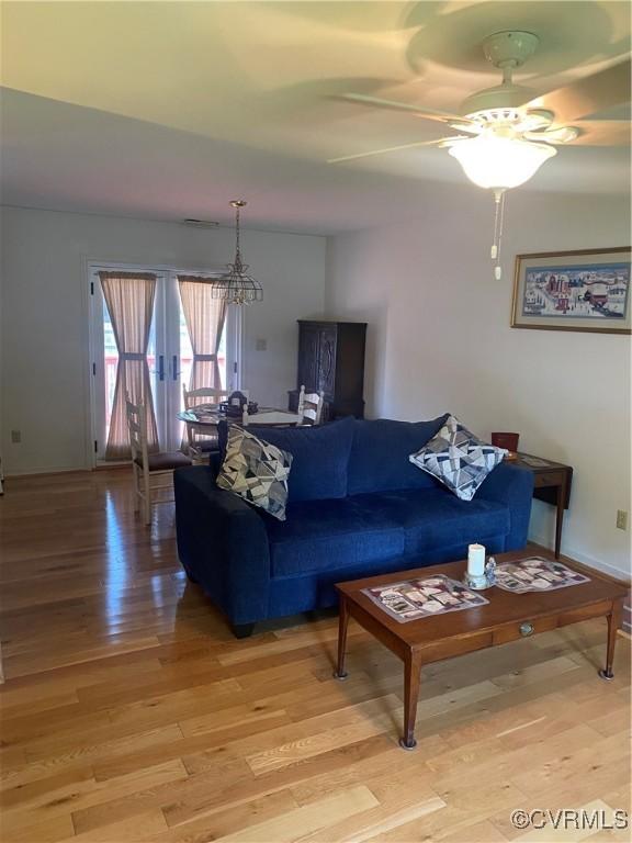 2622 Reba Ct, Glen Allen, VA 23060 - living room featuring light wood-style flooring and a ceiling fan