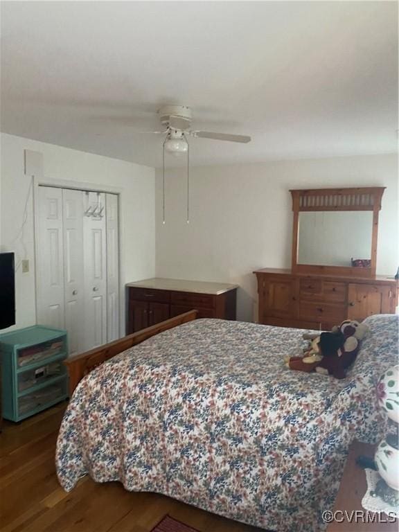 2622 Reba Ct, Glen Allen, VA 23060 - bedroom with wood finished floors, a closet, and a ceiling fan