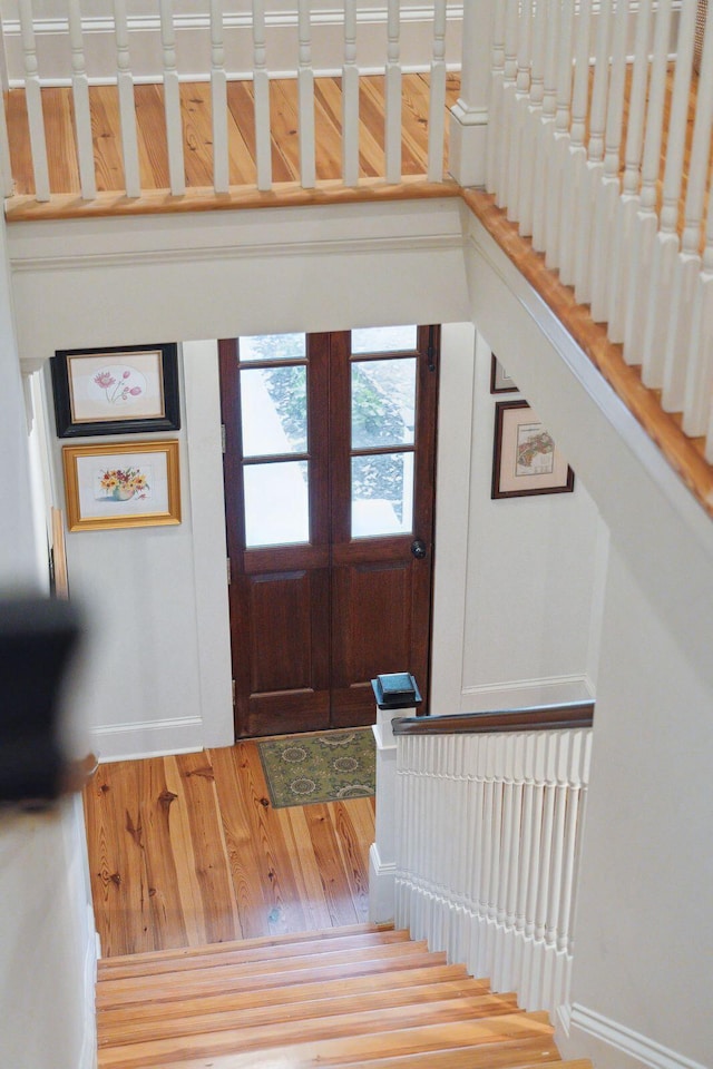 foyer with hardwood / wood-style flooring