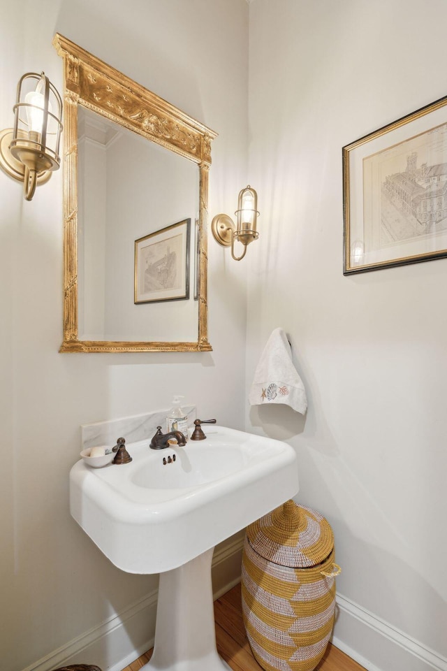 bathroom featuring hardwood / wood-style floors