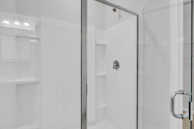 bathroom with a shower stall