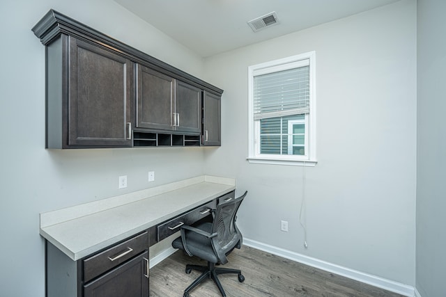 office space featuring dark hardwood / wood-style flooring