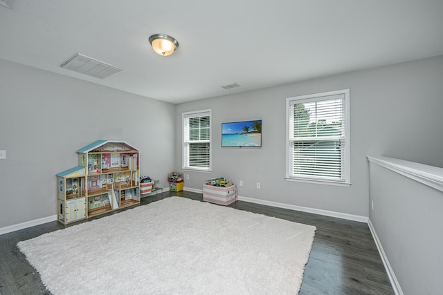 rec room featuring dark hardwood / wood-style floors