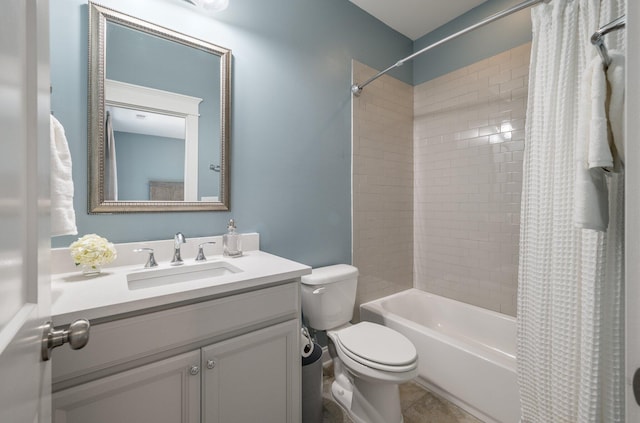 full bathroom featuring vanity, toilet, and shower / tub combo