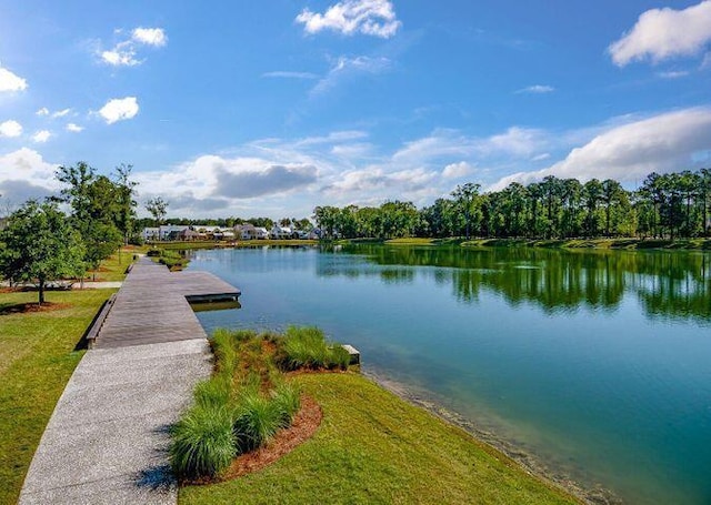 property view of water with a boat dock