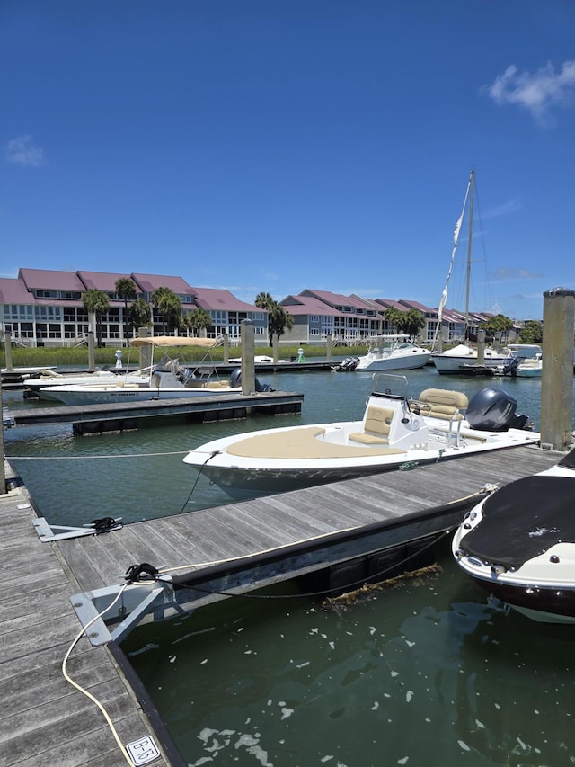 dock area featuring a water view