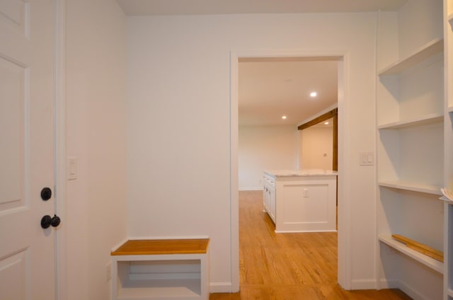 mudroom featuring light hardwood / wood-style flooring