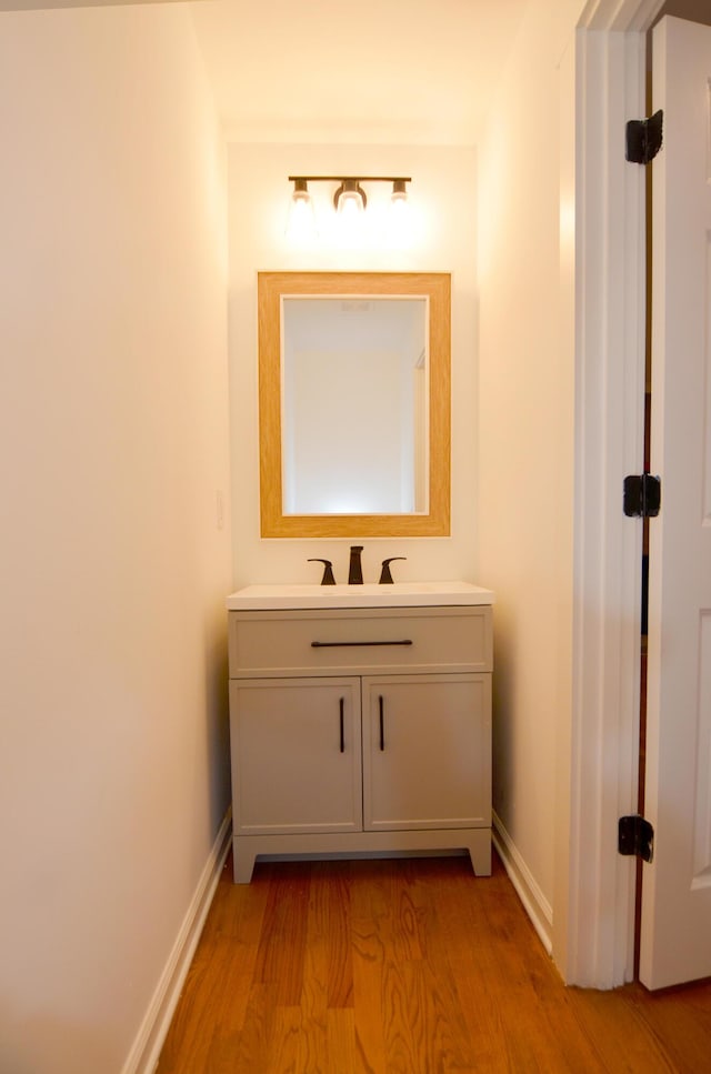 bathroom with hardwood / wood-style floors and sink