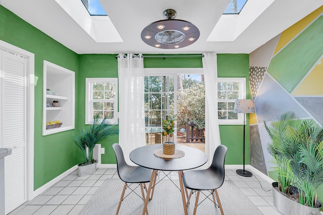 sunroom / solarium featuring a skylight and a wealth of natural light