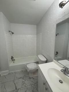 4324 Purdue Dr, North Charleston, SC 29418 - bathroom with toilet, marble look tile flooring, bathtub / shower combination, and vanity