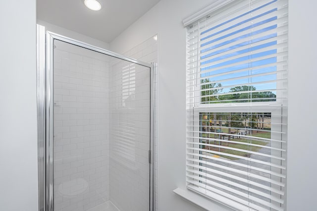 bathroom featuring a shower stall