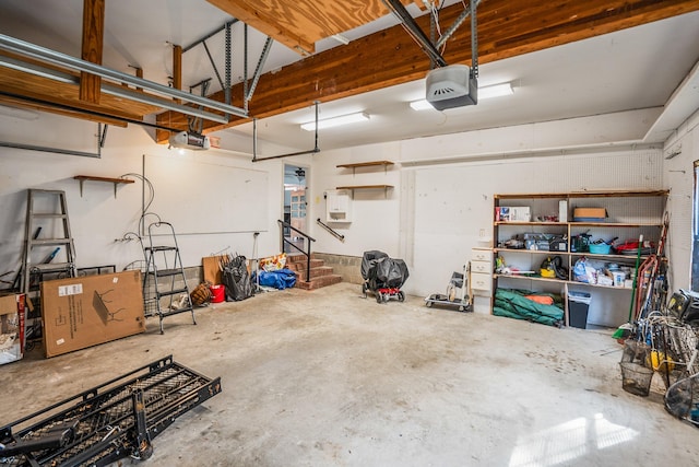 garage with a garage door opener