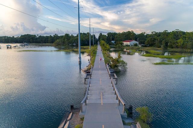 view of dock featuring a water view