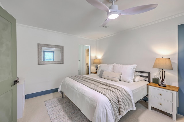 337 Price St, Goose Creek, SC 29445 - bedroom with crown molding, light colored carpet, baseboards, and ceiling fan