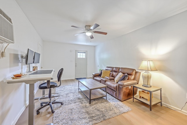 337 Price St, Goose Creek, SC 29445 - living area featuring light wood-style floors, baseboards, and a ceiling fan