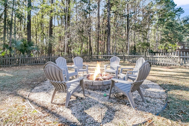 view of patio featuring an outdoor fire pit