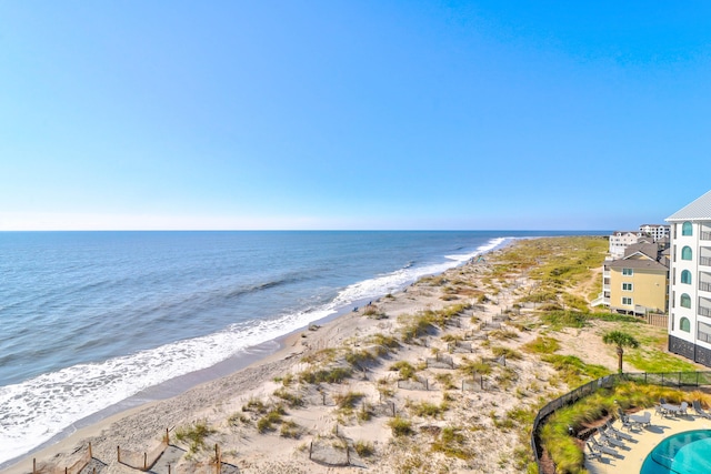 view of water feature featuring a beach view