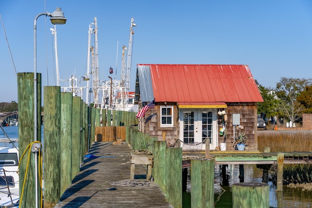 view of dock featuring a water view