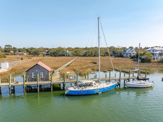 view of dock featuring a water view