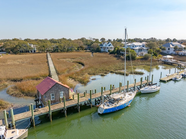 dock area featuring a water view