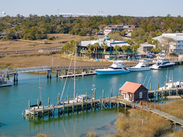 dock area featuring a water view