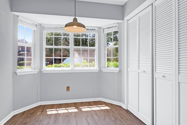 unfurnished dining area featuring hardwood / wood-style flooring