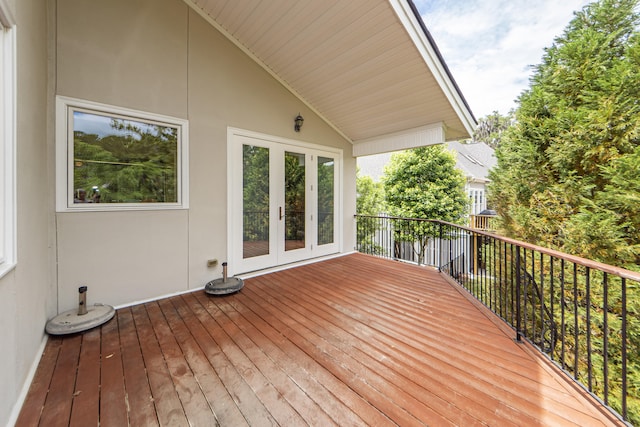 wooden terrace with french doors