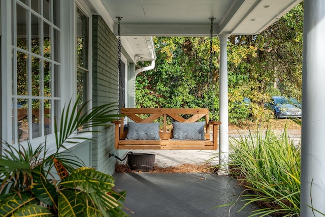 view of patio featuring a porch