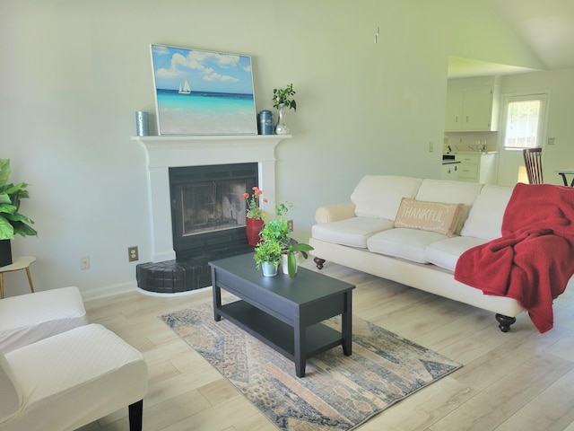 4457 Rice Mill Dr, North Charleston, SC 29420 - living room featuring light wood-style flooring and a glass covered fireplace