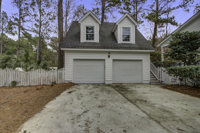 view of garage