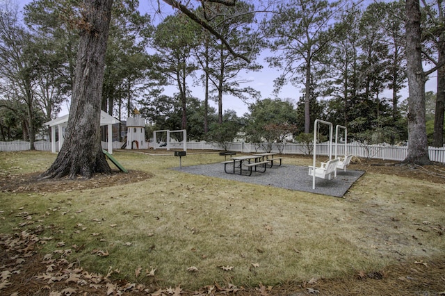 view of yard with a playground