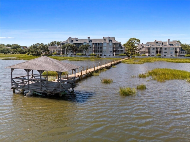 view of dock featuring a water view