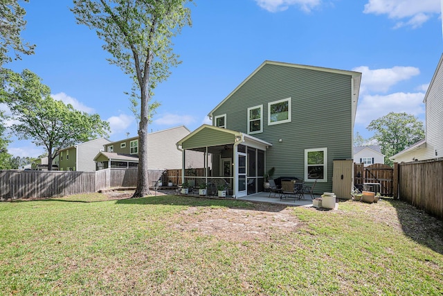 1723 Indaba Way, Charleston, SC 29414 - back of house featuring a sunroom, a ceiling fan, and a patio