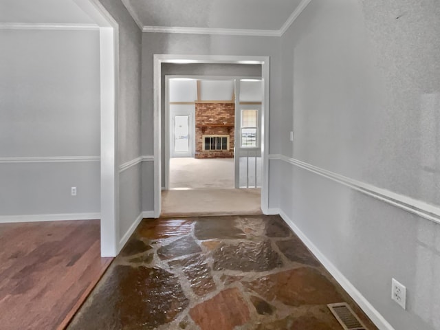 hall with crown molding