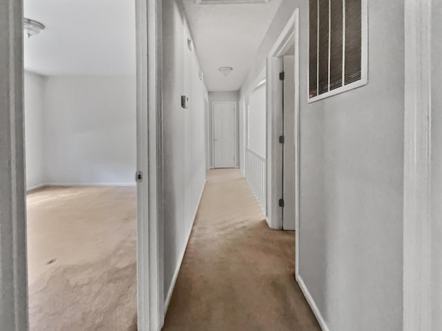 hallway with light carpet