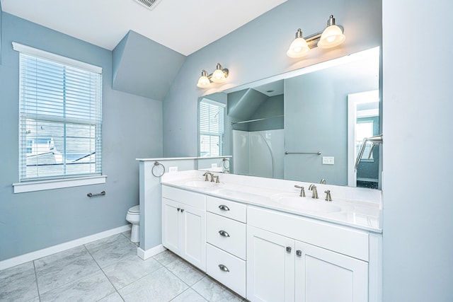 415 Watergrass Way, Summerville, SC 29485 - bathroom featuring walk in shower, baseboards, a sink, and toilet