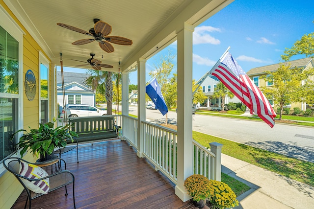415 Watergrass Way, Summerville, SC 29485 - wooden terrace with a ceiling fan and covered porch