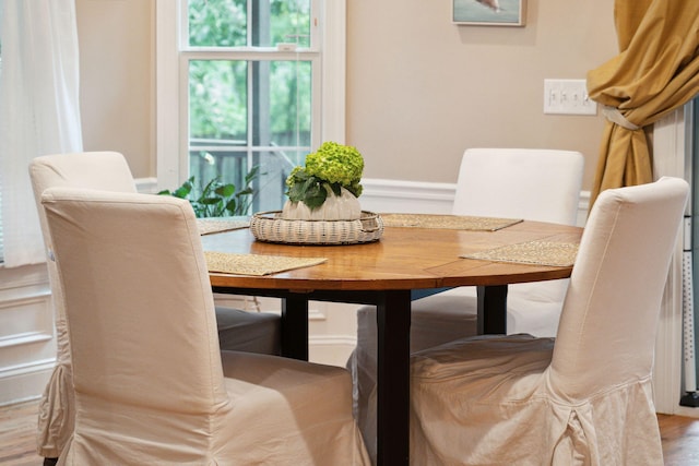 dining room with wood finished floors