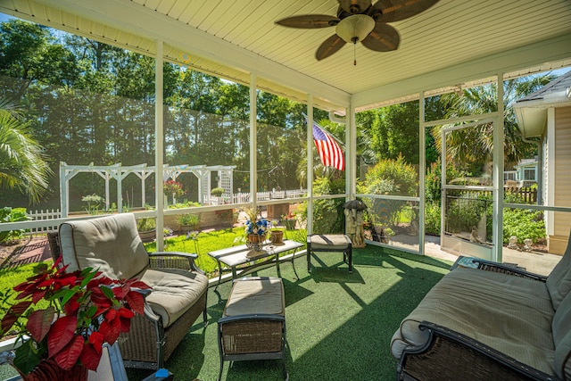 105 Northpark Ave, Summerville, SC 29485 - sunroom featuring a ceiling fan and outdoor lounge area