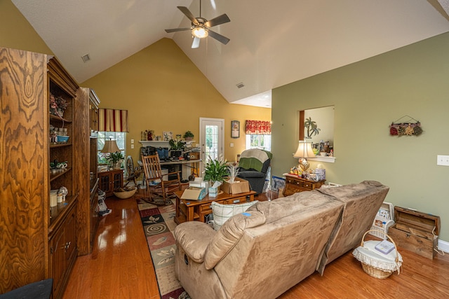 105 Northpark Ave, Summerville, SC 29485 - living room with light wood-style floors, ceiling fan, and high vaulted ceiling