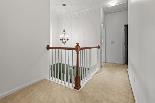 5404 Red Fork Ln, North Charleston, SC 29420 - hallway with attic access, carpet flooring, and baseboards