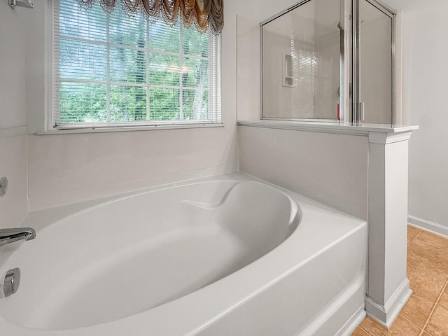 5404 Red Fork Ln, North Charleston, SC 29420 - full bath featuring a garden tub, tile patterned floors, and a shower stall