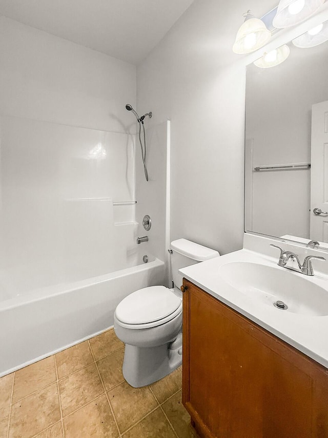 5404 Red Fork Ln, North Charleston, SC 29420 - bathroom with toilet, vanity, washtub / shower combination, and tile patterned floors