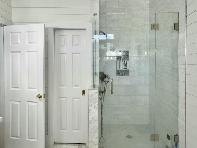 bathroom with a stall shower