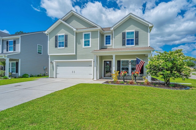 511 Nandina Dr, Goose Creek, SC 29445 - traditional home featuring a front lawn, a porch, driveway, and an attached garage
