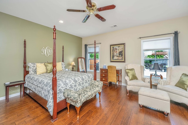 511 Nandina Dr, Goose Creek, SC 29445 - bedroom with recessed lighting, baseboards, a ceiling fan, and wood finished floors