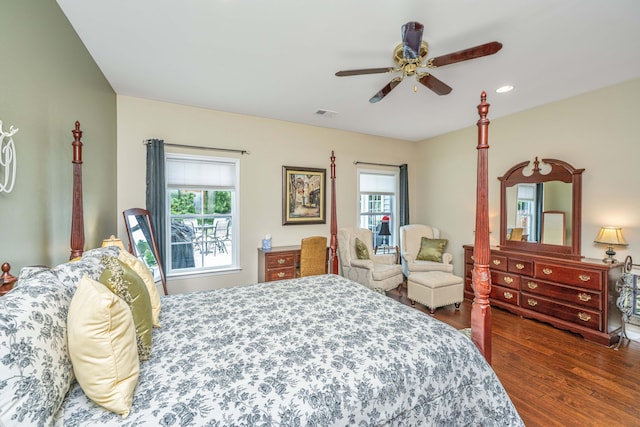 511 Nandina Dr, Goose Creek, SC 29445 - bedroom with ceiling fan, recessed lighting, visible vents, and wood finished floors